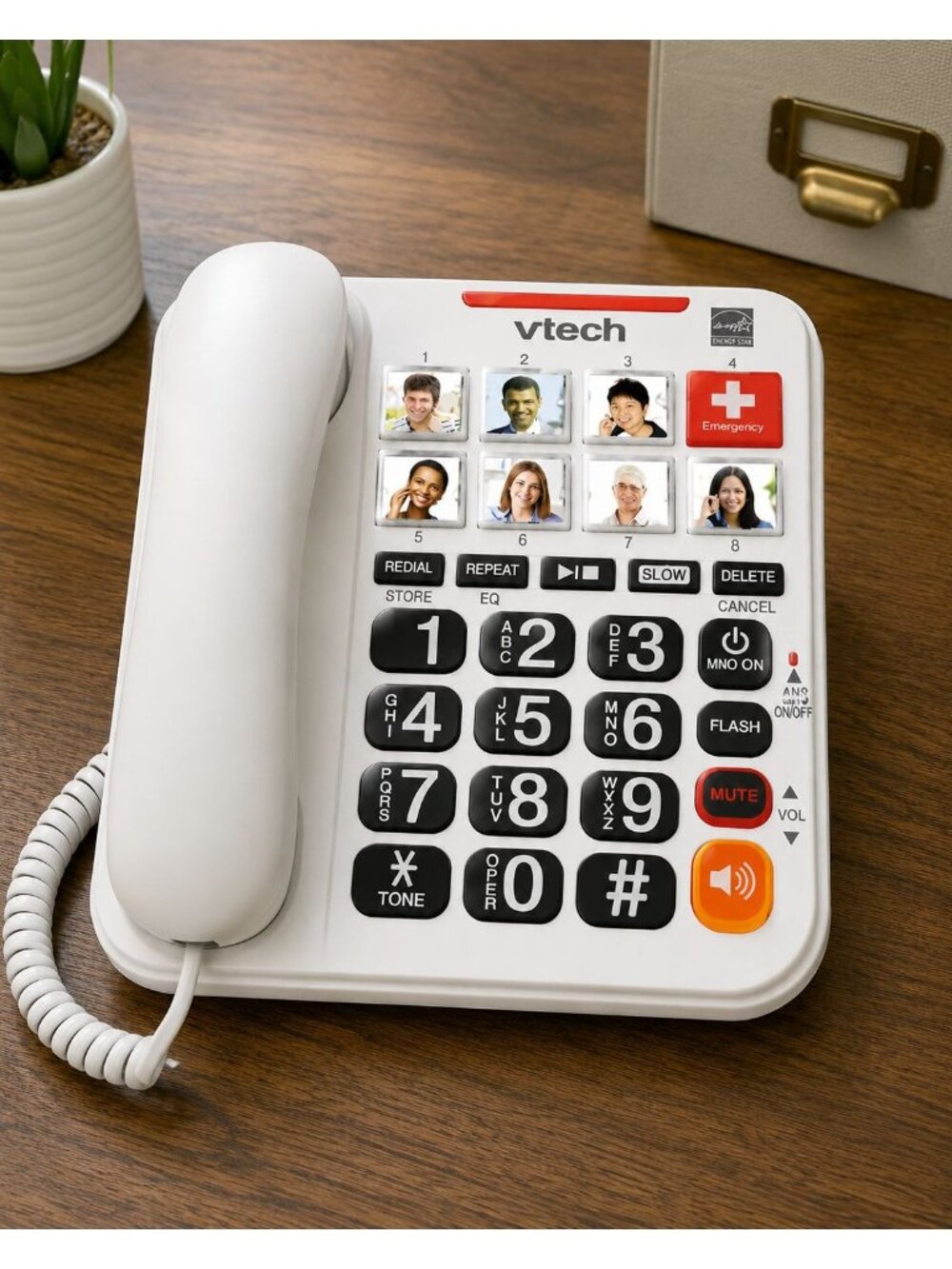 VTech SN1127 White Amplified Senior Corded Phone Answering Machine Big Buttons